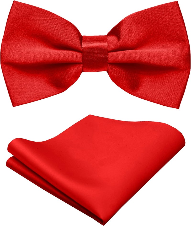 Trilece Bow Ties for Men - Mens Solid Color Formal Pre Tied Bowtie and Pocket Square Sets - Mens Bowties Bow Tie Sets - Image 1